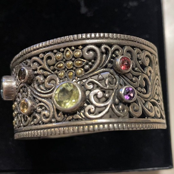 Samuel B. Jewelry - SAMUEL B. 925 SILVER AND 18K GOLD MULTICOLOR  GEMSTONES CUFF, NWOT VINTAGE